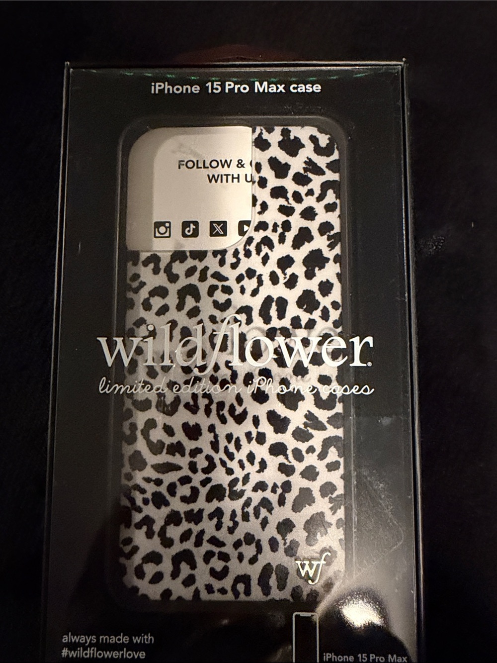 Wildflower iPhone 15 Pro Max Case - White & Black Leopard Print